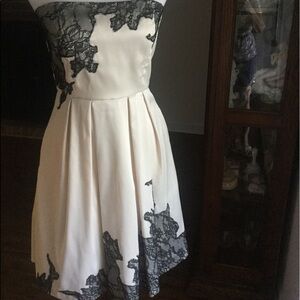 MAX & Cleo Strapless Ecru Satin Prom  NWOT